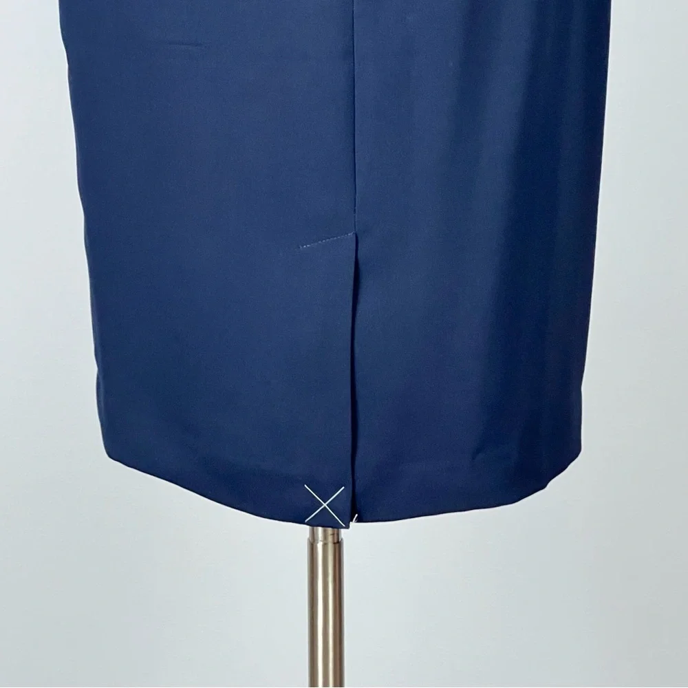 Talbots Womens Petite Navy Blue Pencil Skirt Front Slit Career size 6P
